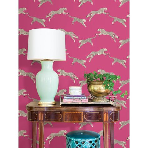 Etta Avenue™ Questa Leaping Cheetah 18' L x 20.5'' W Peel and Stick Wallpaper Roll & Reviews | Wayfair Pink Cheetah Wallpaper, Hot Pink Backdrop, Blue And Pink Bedroom, Cheetah Wallpaper, Cheetah Print Wallpaper, Pink Bubblegum, Maximalist Style, Pink Bedroom Decor, Pink Backdrop