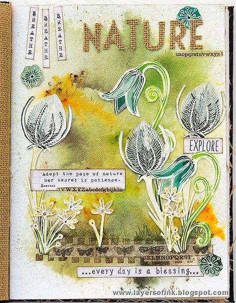 Layers of ink - Nature Art Journal Page by Anna-Karin with Paper Artsy Infusions Journal Drawings, Paper Artsy, Drawing Journal, Nature Drawing, Journal Page, Art Journal Pages, Journal Pages, Nature Art, Art Journal