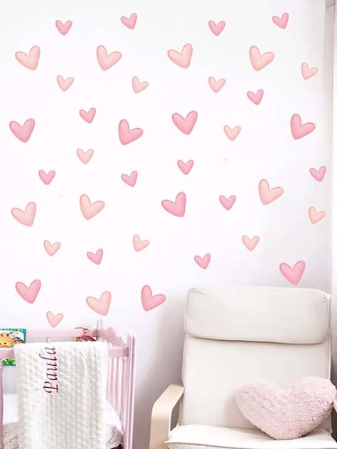 Sanrio Png, Rooms Wallpaper, Ideas Salon, Art On Wall, Heart Wall Stickers, Heart Wall Decal, Home Office Colors, Heart Decals, Spring Baby Shower