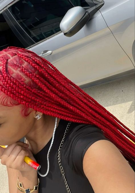 Red Braids, Red Box Braids, Protective Braids, Locs Styles, Cute Braided Hairstyles, Dyed Hair Inspiration, Braids Hairstyles Pictures, Cute Box Braids Hairstyles, Quick Braided Hairstyles