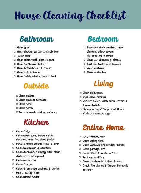 House Cleaner Checklist, Weekly House Cleaning Schedule, Cleaning Schedule Checklist, House Cleaning Checklist Printable, Weekly House Cleaning, House Cleaning Schedule, Monthly Cleaning Checklist, Room List, Daily Cleaning Checklist