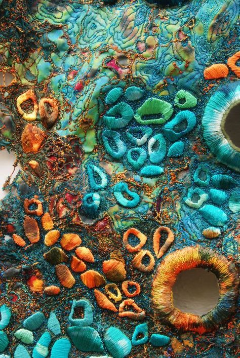 ~ It's a Colorful Life ~ — Artist Sue Hotchkis A Level Textiles, Creative Textiles, Fibres Textiles, Textile Fiber Art, Art Textiles, Textile Crafts, Arte Inspo, Contemporary Abstract Art, Fibre Art