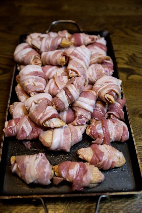 Big Show's Big Eats: Bacon wrapped chicken wings Bacon Wrapped Chicken Wings, Chicken Wings In The Oven, Wings In The Oven, Smoked Chicken Wings, Bacon In The Oven, Wrapped Chicken, Bacon Wrapped Chicken, Elite Series, Big Show