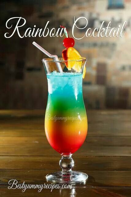 All Food Recipes, Rainbow Cocktail, Hamburger Recipes Patty, Maraschino Liqueur, Rainbow Drinks, Yellow Chartreuse, Green Chartreuse, Colorful Drinks, Mixed Drinks Alcohol