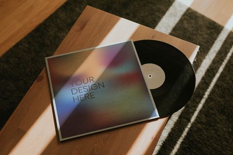 Black retro vinyl record mockup on wooden table | premium image by rawpixel.com / Felix Record Mockup, Vinyl Mockup, Vinyl Store, Music Vinyl, About Music, Black Retro, Idea Board, Mockup Free Psd, Vinyl Art