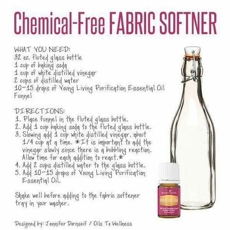 Fabric Softener Doterra Purify, Essential Oils For Laundry, Purification Essential Oil, Homemade Cleaners, Young Living Essential Oils Recipes, Essential Oils Cleaning, Diy Essentials, Homemade Gravy, Yl Essential Oils