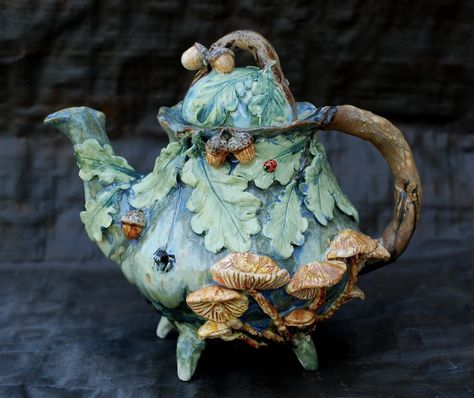 Fairy Tale Art, Pottery Inspo, Teapots Unique, A Ladybug, Handmade Teapot, Fabulous Style, Teapots And Cups, Ceramics Pottery Art, Porcelain Teapot