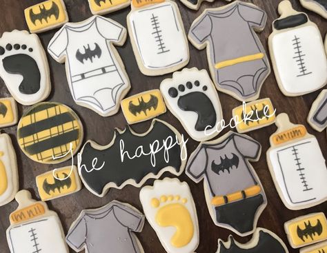 Baby Shower Themes For Boys, Batman Baby Shower, Baby Boy Cookies, Batman Baby, Batman Decor, Superhero Baby Shower, Batman Theme, Baby Batman, Batman Stuff