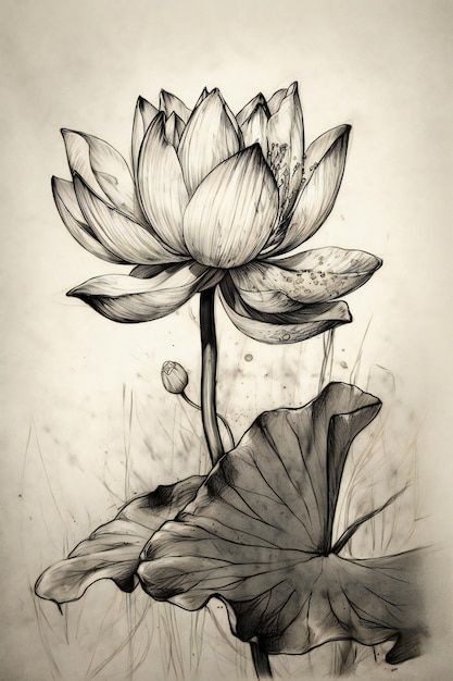 Lotus flower tattoo design that is a tat... | Premium Photo #Freepik #photo #sketch #hand-drawn-sketch #drawn #drawing Lotus Flower Drawing, Lotus Drawing, Lotus Flower Tattoo Design, A Tattoo Design, Lotus Flower Art, Beautiful Flower Drawings, Flower Sketches, Desenho Tattoo, Easy Doodles Drawings