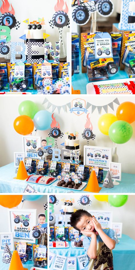 Monster Truck Decorations, Monster Truck Party Decorations, Monster Truck Birthday Party Ideas, Truck Birthday Party Ideas, Monster Jam Birthday Party, Monster Truck Birthday Party, Monster Jam Birthday, Monster Jam Party, Truck Theme Birthday