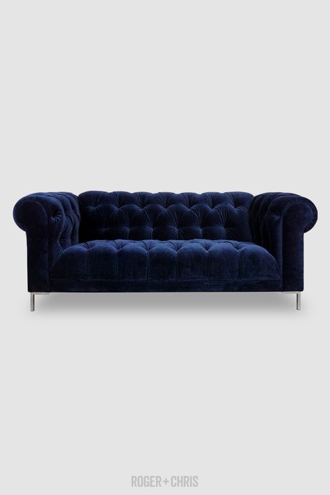 Blue Tufted Sofa, Blue Chesterfield Sofa, Chesterfield Sofa Living Room, Modern Chesterfield Sofa, Blue Fabric Sofa, Modern Chesterfield, American Sofa, Blue Sofas, Button Tufted Sofa