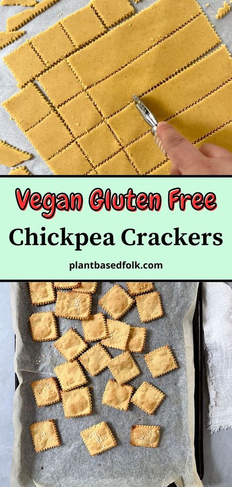 making vegan gluten free chickpea crackers Gluten Free Cracker Recipe, Vegan Staples, Healthy Crackers, Pasta Chips, Vegan Snack Recipes, Gluten Free Crackers, Grazing Board, Homemade Crackers, Vegan Crackers