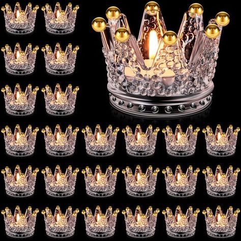 PRICES MAY VARY. Sufficient Quantity: you will receive 24 pieces of crown candle holders; The large quantity can satisfy your various decorating needs and replacement, and you can also share the enough amount with family members Suitable Size: decorative candle holders measure about 5.2 cm/ 2.05 inches in height, 7.5 cm/ 2.95 inches in open diameter, 5.6 cm/ 2.2 inches in bottom diameter, the proper size can fit for ordinary small candles, LED candles and so on Crown Design: glass candle holder Mini Patron Bottles, Patron Bottles, Crown Candle Holder, Candle Holders Glass, Glass Crown, Tables Centerpieces, Candlestick Centerpiece, Tea Light Holders, Candle Holder Decor