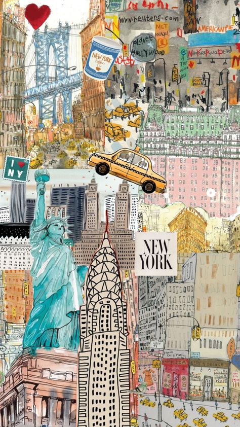 New York Drawing, New York Wallpaper, York Wallpaper, Iphone Wallpaper Pattern, Macbook Wallpaper, New York Art, Cute Wallpaper For Phone, Cute Patterns Wallpaper, Diy Prints