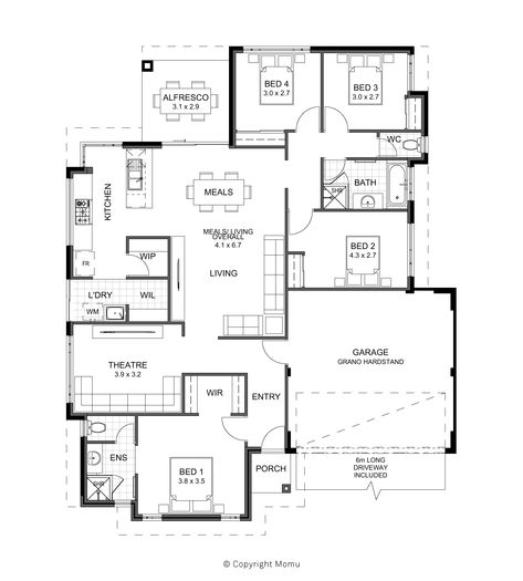 Colorbond Roof, Bedroom Plan, Front Wall Design, Bungalow Floor Plans, Garage House Plans, House Plan Gallery, House Construction Plan, Model House, House Layout Plans