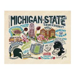 Michigan State University Fine Art Print | Cat Studio Msu Spartans, Vintage Michigan, East Lansing, Michigan State University, Mackinac Island, Michigan State, Student Activities, College Football, State University