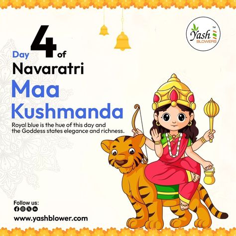 "On Day 4 of Navratri, let's channel our inner strength and determination like Goddess Khushmanda. 🙏 May her blessings empower us to overcome all obstacles.  #GoddessKhushmanda #NavratriDay4 #StrengthAndFaith #yashblowers #airblowers #industrialairequipment #navratri2024 #navratri #maadurga #durgapuja #industrialairblowers   🌐 www.yashblower.com ☎️ +91 9971006400 Day 4 Of Navratri, Day 4 Navratri Goddess, Day 4 Navratri, Goddess Kushmanda, Navratri Goddess, Durga Puja, Durga Maa, Inner Strength, Let It Be