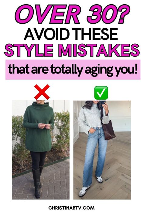 Are Millennial Fashion Style Mistakes making you look older? This Women's Fashion guide highlights the most common fashion errors that age your appearance and offers easy fixes. Learn how to enhance your Women's Style with modern updates that will keep your look youthful, fresh, and fashionable. Millennial Outfit Updates, Millennial Style Update, Millennial Fashion Trends, Millennial Fashion Update, Updating Millennial Outfits, How To Look Older, Women's Style Tips, Millennial Outfit, Youthful Outfits