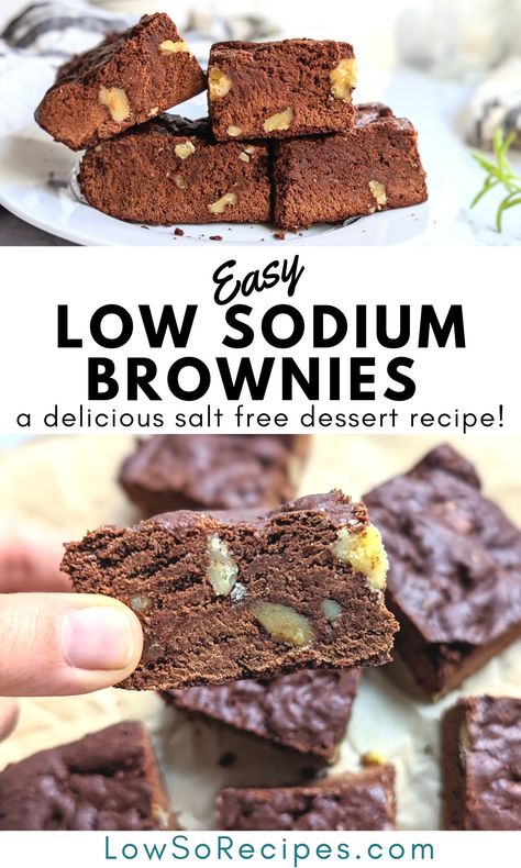 Heart Healthy Recipes Low Sodium Desserts, Low Sodium Brownies, Low Sodium Baking Recipes, No Salt Cookie Recipes, Low Sodium Dessert Recipes Baking, Low Sodium Blueberry Muffins, Low Salt Bread Recipe, Low Sodium Chocolate Cake, Salt Free Dessert Recipes