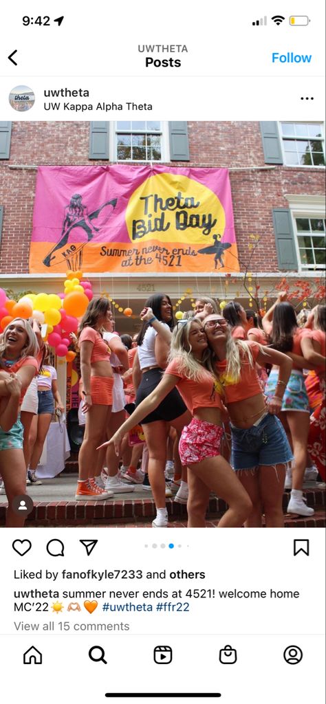 Best Bid Day Themes, Bid Day 2023, Pi Phi Bid Day, Theta Bid Day, Work Week Themes, Recruitment Themes, Spring Recruitment, Bid Day Ideas, Recruitment Ideas