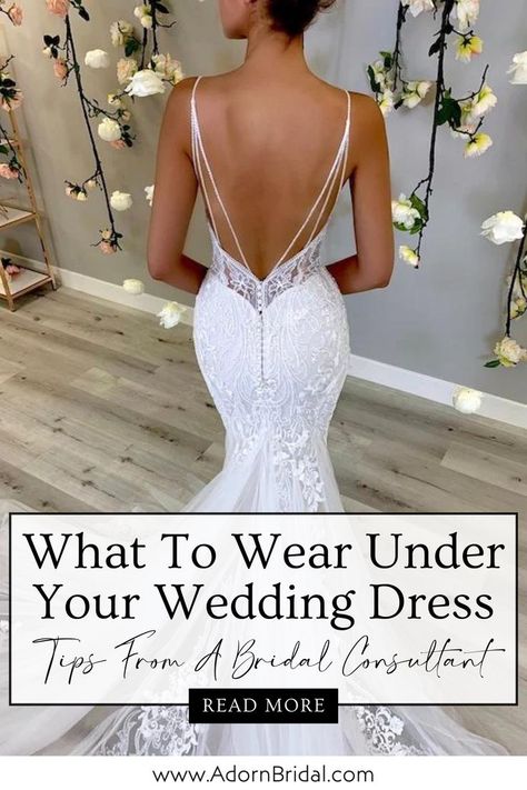 If you’re wondering, what do you wear under your wedding dress, you’re not alone! In this blog post from Adorn Bridal, you will get tips for bridal undergarments to help you feel confident and beautiful on your wedding day. Whether you’re debating on a bridal lingerie set or bridal shapewear, this blog will help you determine what to wear under your wedding dress. Click the link to read these tips for brides now! What To Wear Under Wedding Dress, Shapewear For Wedding Dress, Wedding Shapewear, Lingerie For Bride, Tips For Brides, Bridal Shapewear, Bridal Lingerie Set, Bridal Consultant, Bridal Lingerie