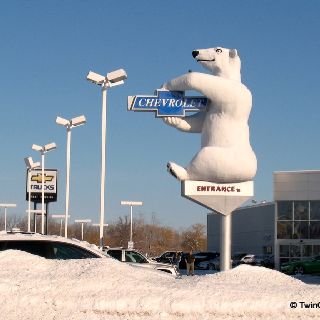 The White Bear Lake polar bear White Bear Lake Minnesota, Babe The Blue Ox, Used Car Lots, Minnesota Nice, Vintage Minnesota, Car Lot, Usa States, Bear Lake, Roadside Attractions