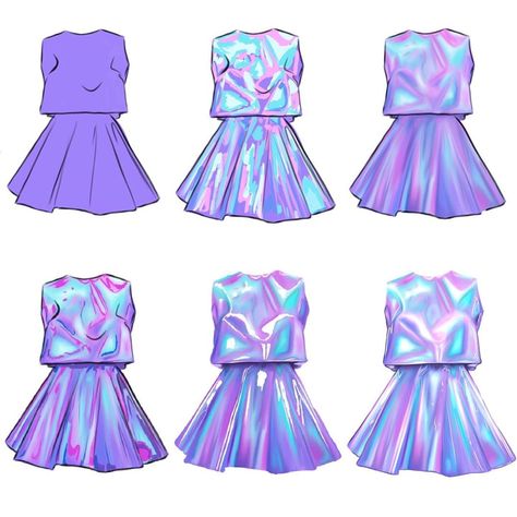 How To Draw Holographic Clothes, Hologram Tutorial Digital Art, Holographic Clothes Drawing Tutorial, How To Draw Irredescent, How To Paint Silk Digital Art, How To Color Holographic Digital, How To Draw Holographic, How To Draw Holographic Fabric, Holographic Drawing Tutorial