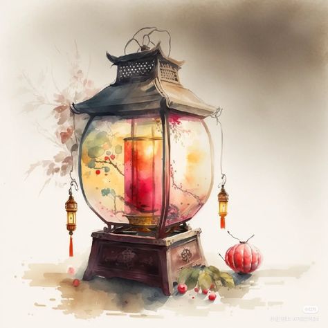 Nagomi Art, Lantern Art, Japanese Lantern, Architecture Concept Drawings, Charcoal Art, Vintage Lanterns, Christmas Tree Cards, Amazing Art Painting, Drawing Challenge