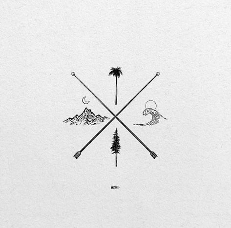 Tattoo Ideas For Men Outdoors, Small Nature Tattoos Men, Travel Tattoos Men, 5 Elements Of Nature Tattoo, Small Arm Tattoos For Guys Men Simple, Sedona Tattoo Ideas, Simple Man Tattoo, Simple Tattoos For Guys Unique, Cool Simple Tattoos Men