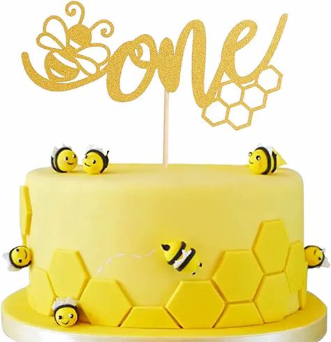 Amazon.co.uk : bee cake decorations 1st Bee Day Cake, Bumble Bee Cake Topper, Bee Day Cake, Fun To Bee One, Bee Cake Topper, Bee Birthday Cake, Bumble Bee Cake, Bee Cake, Letter Cake Toppers