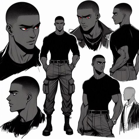 Male Oc In Suit, Villain Clothes Male, Male Character Reference Sheet, Kryptonian Oc Male, Gang Leader Aesthetic, Character Drawing Male, Male Character Design Outfit, Anime Black Male, Black Anime Men