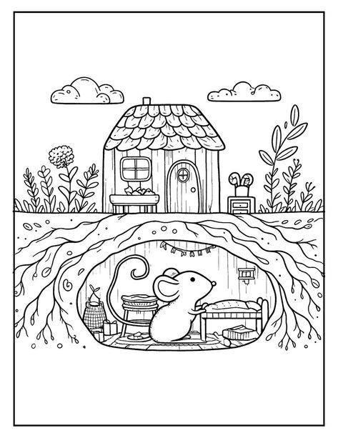 Transform these 10 cozy scenes into your own colorful masterpieces. Ideal for rainy days and quiet evenings at home. #CozyArt #ColoringBookAddict #DIYArt #HomeDecor #ArtForAllAges Cute Coloring Book Pages, Cute Coloring Pages Free Printable, Cute Adult Coloring Pages, Cozy Coloring Pages, High Coloring Pages, Coloring Sheets For Adults, Animal Homes, Fall Coloring Sheets, Animal Coloring Book