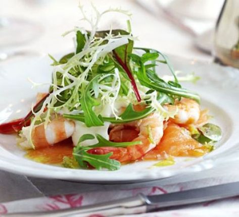 Dinner party starter recipes - BBC Good Food Starters Recipes Dinner Party, Dinner Party Starters, Prawn Salad, Horseradish Cream, Vinaigrette Recipe, Lime Vinaigrette, Diner Recept, Bbc Good Food, Vinaigrette Recipes