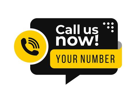 Call us now icons vector. Black and yellow color speech bubble. Template for phone number, sign, button, contact details. Vector illustration Speech Bubble Template, Number Sign, Heart Tree, Logo Banners, Speech Bubble, Cityscape Photos, Heart With Arrow, Black And Yellow, Background Banner