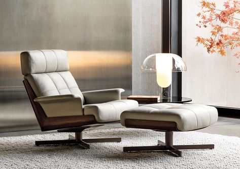 Minotti Sofa, Studio Mk27, Armchair With Ottoman, Unique Products Design, Large Armchair, Office Furniture Design, Single Sofa Chair, Leather Cushion, Xiamen