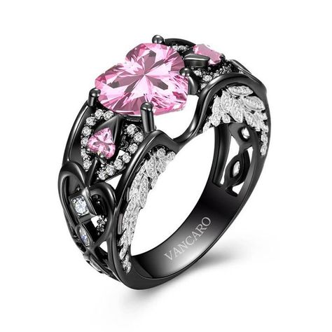 Then he presented you with a ring. Non Traditional Engagement Rings, Necklace Trends, Pink Engagement, Gothic Engagement Ring, Black Gold Wedding, Wedding Band Rings, Black Diamond Engagement Rings, Pink Engagement Ring, Black Gold Ring