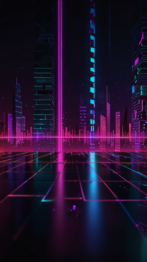 A #dark #abstract #background with a focus on #geometric #shapes and #patterns. The design is infused with a #synthwave #aesthetic, using #neon hues and grid patterns. Neon Geometric Background, Dark Synthwave Aesthetic, Stunning Wallpapers, Geometric Background, Nature Scenes, Perfect Wallpaper, Disney Love, Geometric Shapes, Aesthetic Wallpapers