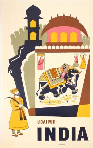 Udaipur India Elephant 1950s - original vintage poster listed on AntikBar.co.uk India Poster, Udaipur India, Travel Advertising, Postal Vintage, Photos Travel, Tourism Poster, Vintage India, Vintage Travel Poster, Udaipur