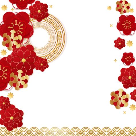 Chinese New Year Flower, Flower Border Clipart, Flower Border Png, Blue Spring Flowers, Flowers Border, Chinese Flowers, Plant Activities, Chinese Flower, Paint Easy