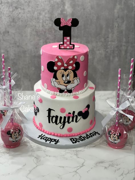 Minnie Mouse first birthday cake 3 Tier Minnie Mouse Cake, Minnie Mouse Birthday Cake Ideas 2nd, Minnie Mouse Cake Two Tier, Minnie Mouse Birthday Cakes 2nd, Minnie Mouse 2nd Birthday Cake, Mini Mouse First Birthday, Minnie Mouse Cake Ideas, Minnie Mouse Baby Shower Cake, Baby Minnie Mouse Cake