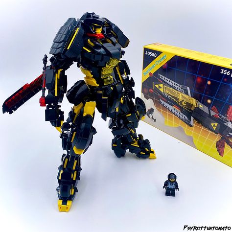 Psyrottuntomato Blacktron mech tribute to LEGO Icons 40580 : Blacktron Cruiser, with its color scheme, trans yellow and trans red part, and of course black and yellow…. Lego Blacktron Moc, Lego Blacktron, Lego Mechs, Lego Mecha, Lego Space, Lego Moc, Black And Yellow, Of Course, Black N Yellow