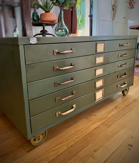 Excited to share this item from my #etsy shop: Vintage heavy duty metal flat file coffee table 5 drawer industrial caster wheels architecture storage art repurposed and refinished https://etsy.me/2QeDmaU Entrywall Ideas, Taxidermy Studio, Furniture Goals, Flat File Cabinet, Art Studio Storage, Mid Century Vanity, Art Rooms, Flat File, Art Loft