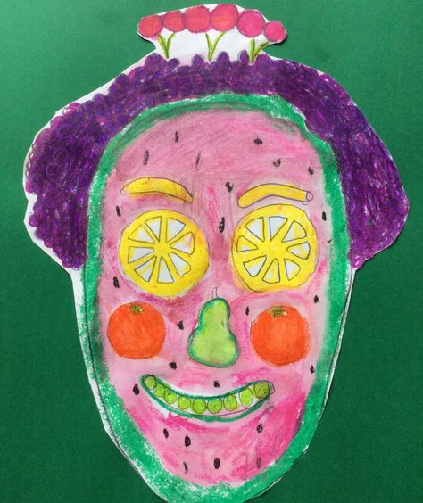 Guiseppe Arcimboldo Food Portraits — Year 3-4 – Primary School Art Arcimboldo For Kids, Food Portrait, Guiseppe Arcimboldo, Giuseppe Arcimboldo, Primary School Art, Food Artists, Food Sculpture, Arts Integration, Artists For Kids