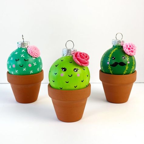 Cactus Ornament Craft for Christmas • Color Made Happy Cactus Ornaments, Craft For Christmas, Diy Cactus, Cactus Craft, Ornament Craft, Fun Christmas Crafts, Christmas Cactus, Christmas Ornament Crafts, Women Diy