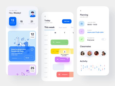 Course app  activity,app,application,clean ui,course app,courses,design,illustraion,ios,lesson,location,meeting,mobile design,mobile ui,planner,task,ui,uidesign,ux,uxdesign Application Ui Design, To Do App, Dashboard App, Mobile App Design Inspiration, App Interface Design, 카드 디자인, App Design Inspiration, Mobile App Ui, App Interface