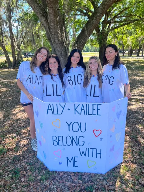 Taylor Swift Sorority Theme, Simple Big Little Reveal, Twin Big Little Reveal, Big And Little Reveal Ideas Cheer, Bigs And Littles Ideas, Sister Reveal Ideas, Big Little Shirt Ideas, Big Little Reveal Poster, Big Little Signs