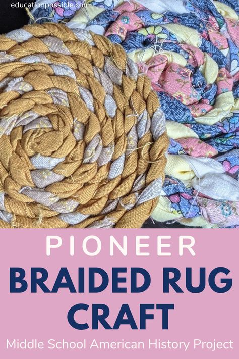 Make early American history come alive for tweens with this fun and easy Pioneer braided rug craft! All you need are some fabric scraps and other simple materials. Follow the step-by-step instructions to make your own mini rag rug or braided rug coaster. This hands-on project is a great way to get your kids engaged and excited about Pioneer history. Plus, it's a fun teen craft. Pioneer Day Crafts, Pioneer Day Activities, American History Activities, Pioneer Activities, American History Projects, Pioneer Crafts, Early American History, Fun Crafts For Teens, American History Homeschool