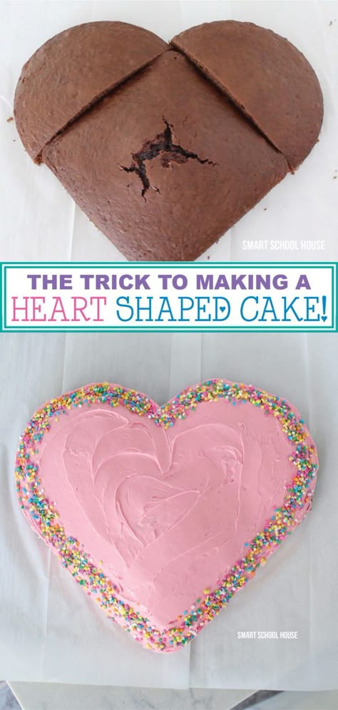 Easy Heart Cake, Make A Heart Cake, Simple Heart Cake, Keto Valentines, Valentine Dessert, Valentines Recipes Desserts, Cake Easter, Smart School House, Heart Shaped Cake