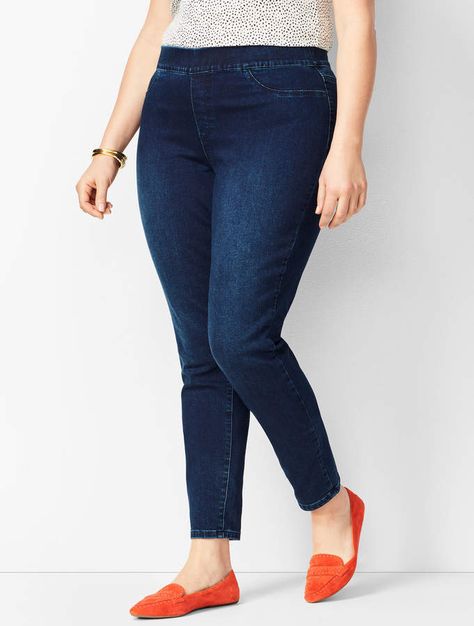 Talbots Sculptek Pull-On Denim Jegging - Benning Wash Denim Jeggings For Women, Denim Hacks, Jeggings Outfit, Triathlon Clothing, Denim Jeggings, Pull On Jeans, Winter Jeans, Summer Jeans, Classic Style Women