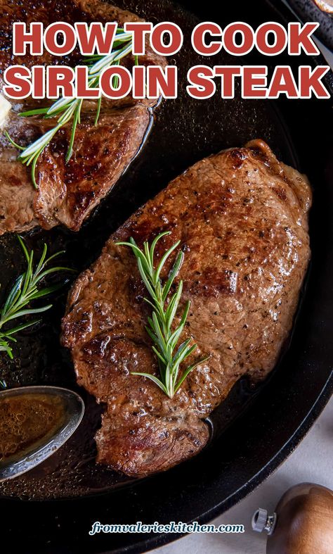 Cooking Sirloin Steak, Sirloin Steak Recipes Oven, Cook Sirloin Steak, Top Sirloin Recipes, Top Sirloin Steak Recipe, Steak On Stove, Sirloin Recipes, Sirloin Tip Steak, Steak At Home